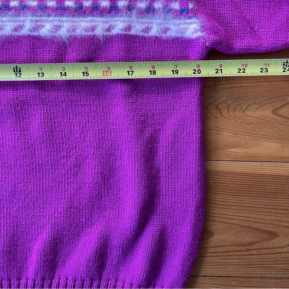 Capello VINTAGE 100% Wool Magenta Fairisle Knit Nordic Sweater - Picture 16 of 16